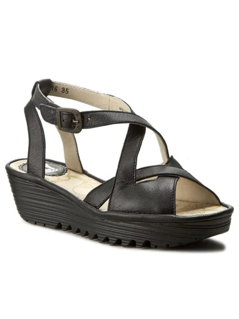Fly London cross leather platform sandals